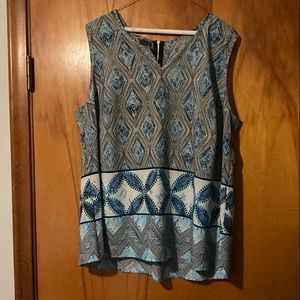 1X Covington Sleeveless Baby Doll V-Neck Blouse